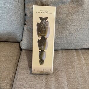 Cracker Barrel Ceramic Fish Wind‎ Chime Stacked Hanging Decor Outdoor Garden